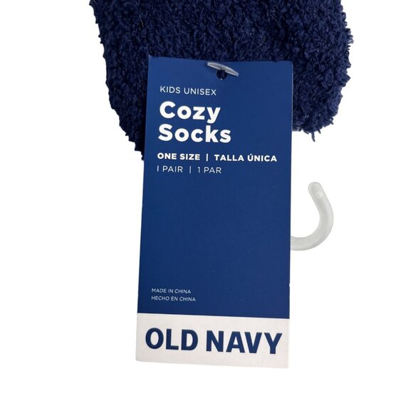 Old Navy Kids Crazy Socks Santa Blue Fleece Warm Size OS New - Picture 4 of 5